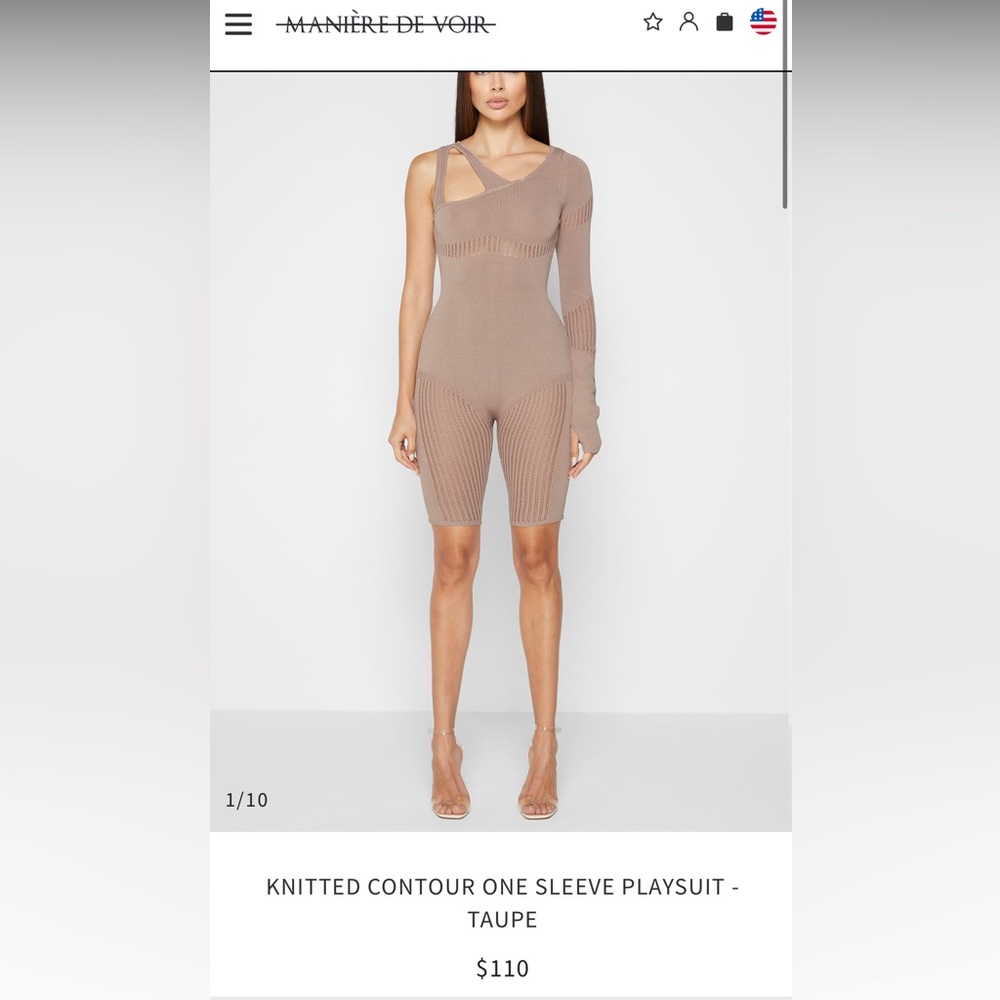 Maniere de Voir knitted contour one sleeve playsuit